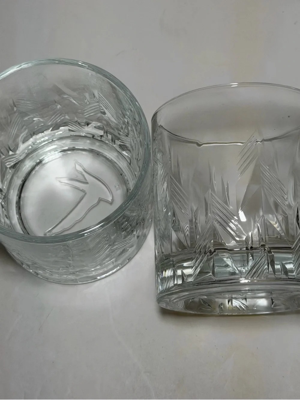 Grey GooseVodka Set of 2 Lowball Rock Glasses Etched Barware Clear 10oz Cocktail